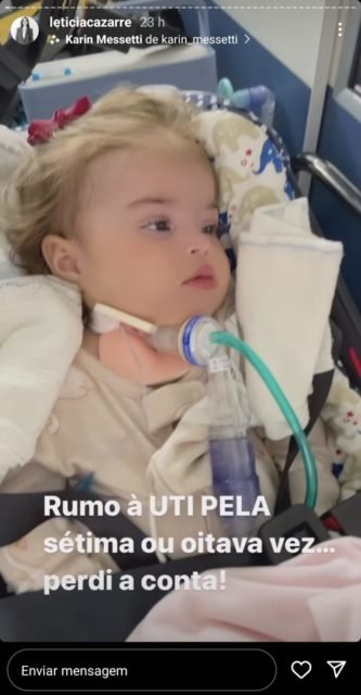Maria Guilhermina, filha de Letícia e Juliano Cazarré no hospital - Metrópoles